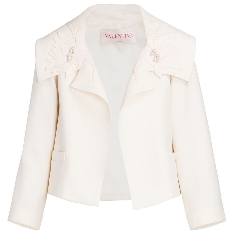 ISO OF VALENTINO CROPPED APPLIQUÉD WOOL AND SILK BLEND JACKET